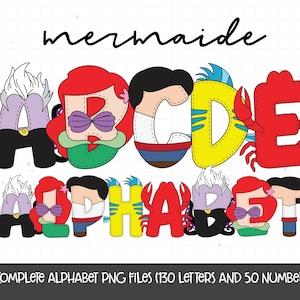 Meerjungfrau PNG, Meerjungfrau Alphabet, Meerjungfrau Doodle Buchstaben, Meerjungfrau Schriftart PNG, Unterwasser Clipart, Meerjungfrau Sublimation, Kinder Alphabet PNG