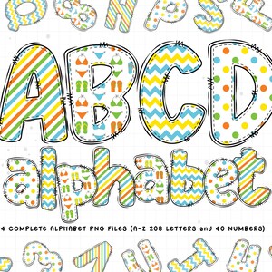 Letras do alfabeto de verão PNG, clipart de letras de rabiscos de praia de verão, fonte de verão PNG, sublimação de rabiscos desenhados à mão, designs alfa de verão