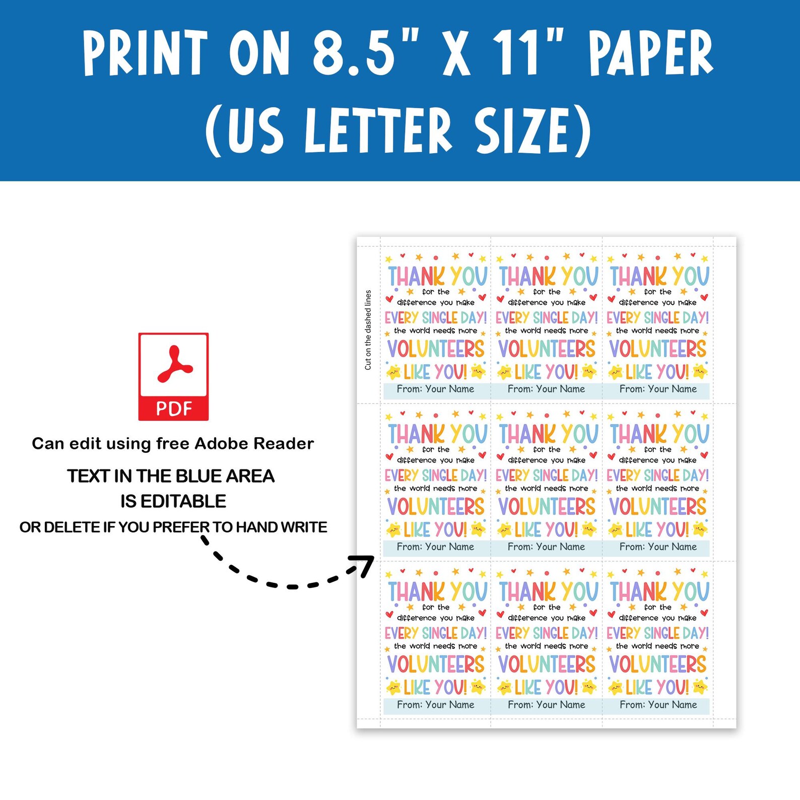 Volunteer Appreciation Week Gift Tags Printable, Thank You Favor (JPG ...