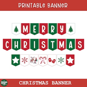 Christmas Banner Bunting Flags, Festive Garland, Holiday Party Decor