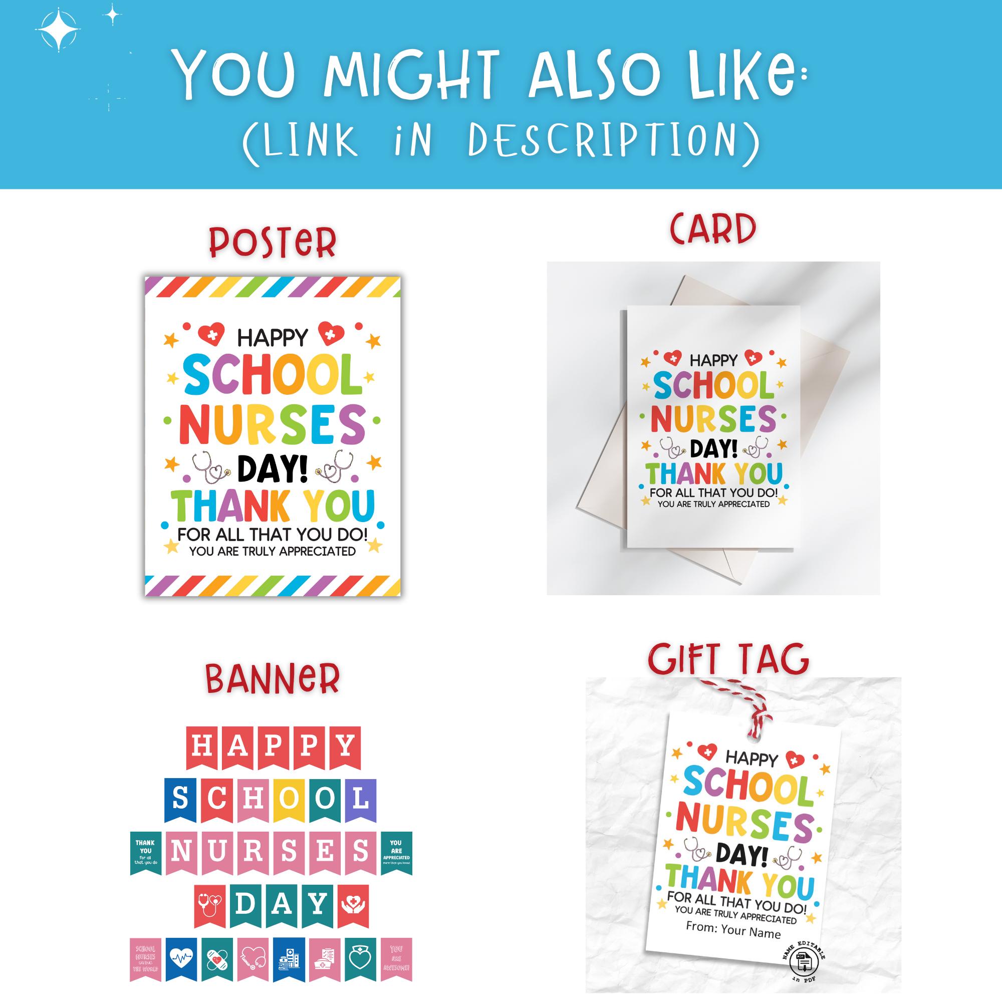 School Nurses Day Printable Poster, Nurses Appreciation Sign (JPG PDF ...