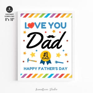 Je t'aime papa signe imprimable fête des pères décorations, fête des pères heureux imprimable, art mural fête des pères, meilleure carte de papa de tous les temps, cadeau papa