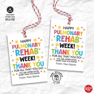 Pulmonale Rehab Woche Geschenkanhänger zum ausdrucken, Pulmonale Reha Woche Tag, druckbare Pulmonale Reha Woche Tags, Dankeschön