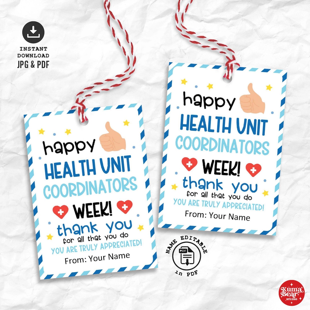 Notebook Tag Health HUC Appreciation Gift Tag: Health Unit Coordinator Week Printable (PDF ...