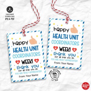 Health Unit Coordinator Week Tag, HUC Week Gift Tag Printable, HUC Reconigtion Gift, Thank You HUC Tags, Gift Tag for huc Appreciation Week