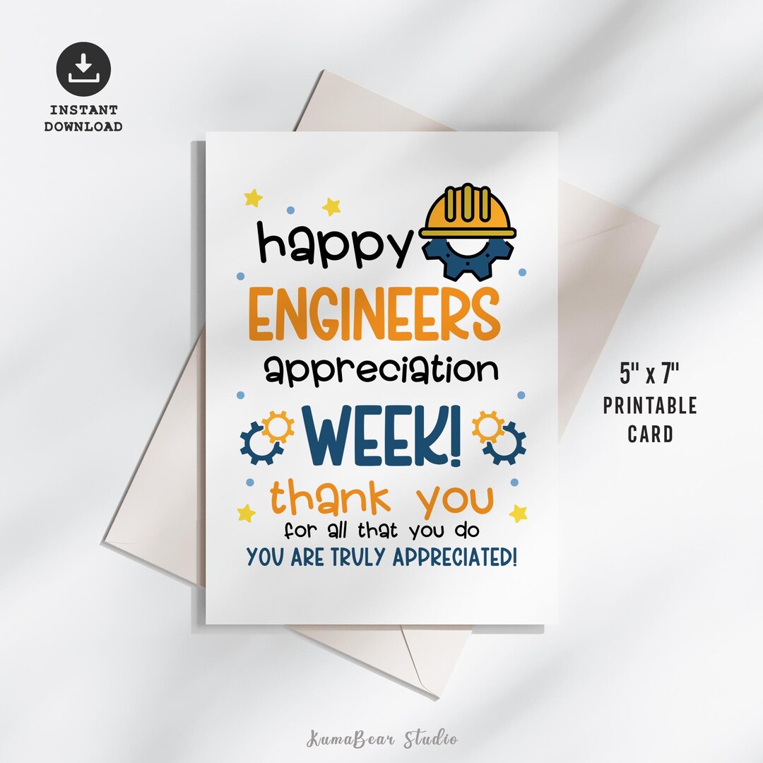 Engineers Gift Card, Printable Engineer Appreciation Week Greeting ...