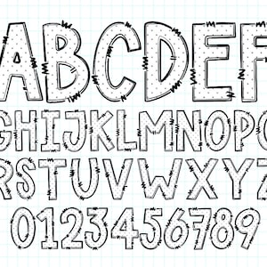 Black and White Abstract Alphabet PNG, Alphabet Sublimation, Alphabet