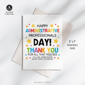 Administrative Professionals Day Card Printable, Administrative Assistants Day Printable Card, Staff Appreciation, Thank You Card Admin Team