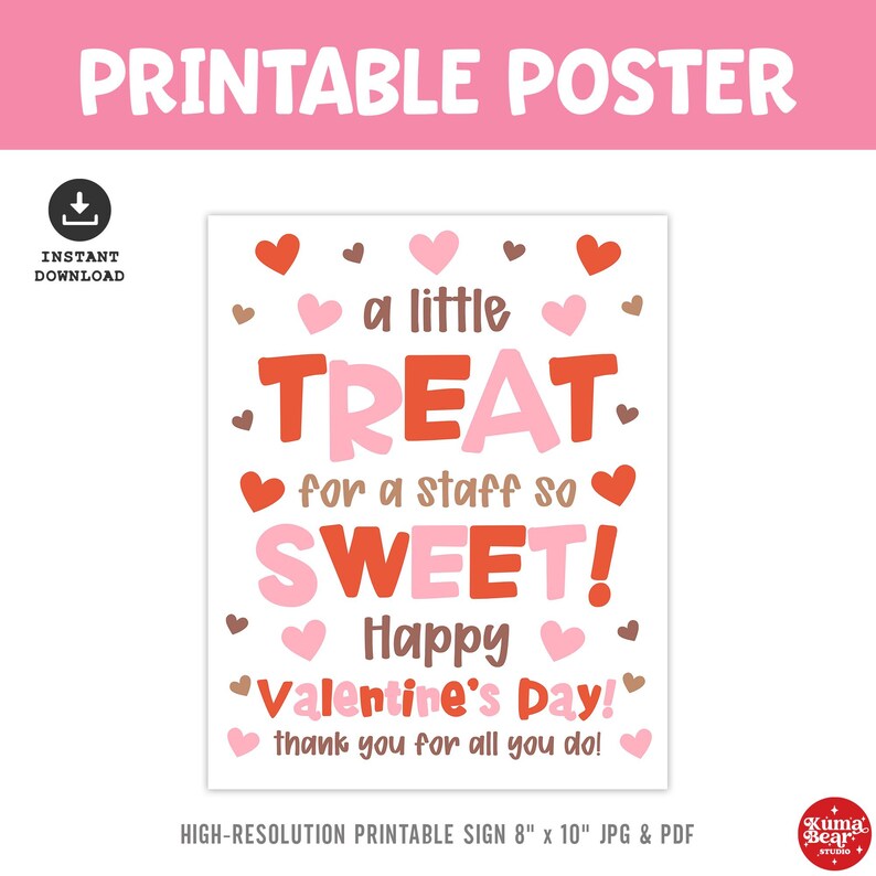 Valentine's Day Sweet Treat Table Sign, Staff Appreciation Printable ...