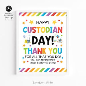 Custodian Day Poster zum ausdrucken - Dankeschön-Schild für Custodian Appreciation und Personnel Anerkennung Dekoration, PDF JPG
