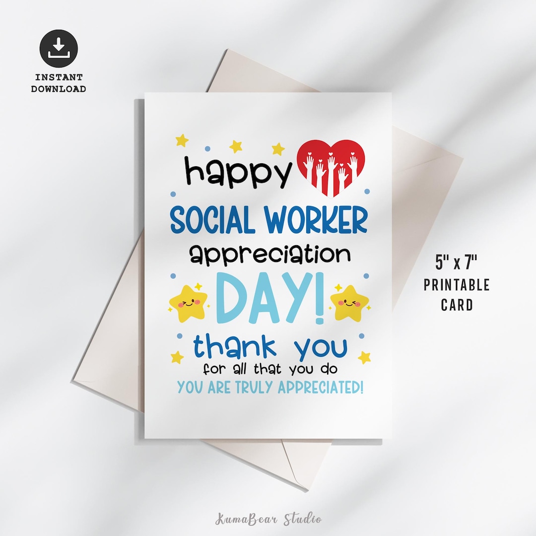 Social Worker Appreciation Card Printable Social Work Day Greeting