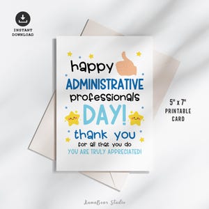 Administrative Professionals Day Printable Card, Administrative Assistants Day Greeting Card, Thank You Card Staff Appreciation, Admin Gifts