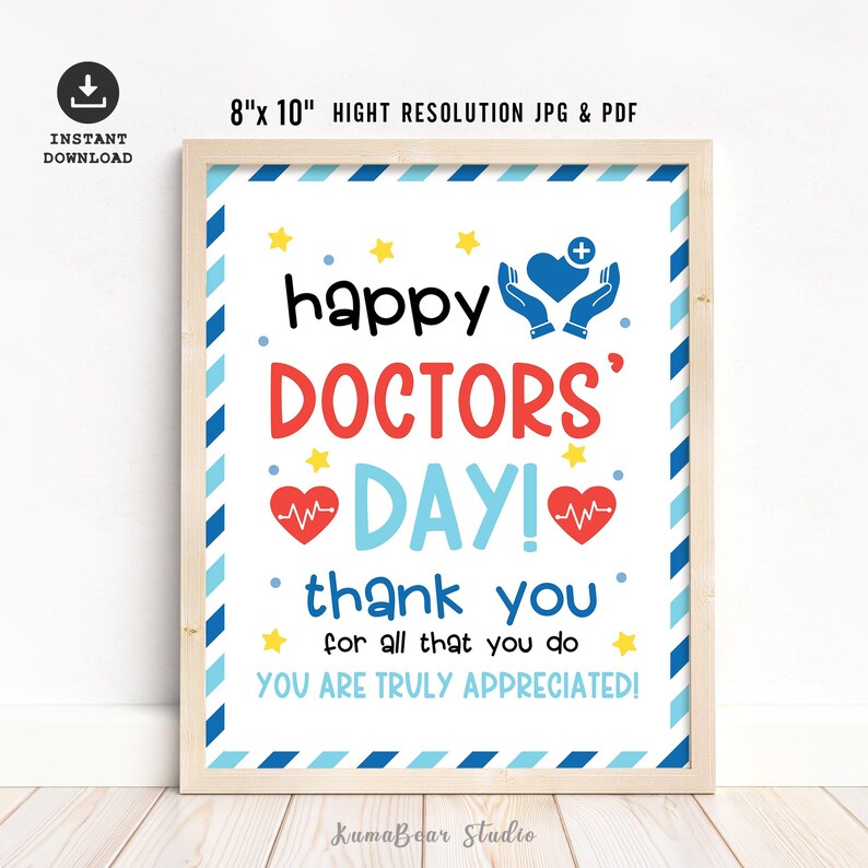 National Doctors Day Printable Sign, Medical Staff Appreciation Decor ...