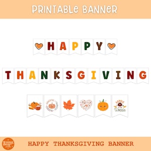 Thanksgiving Banner Printable: Happy Thanksgiving Bunting, Fall Decor (PNG, PDF Download)