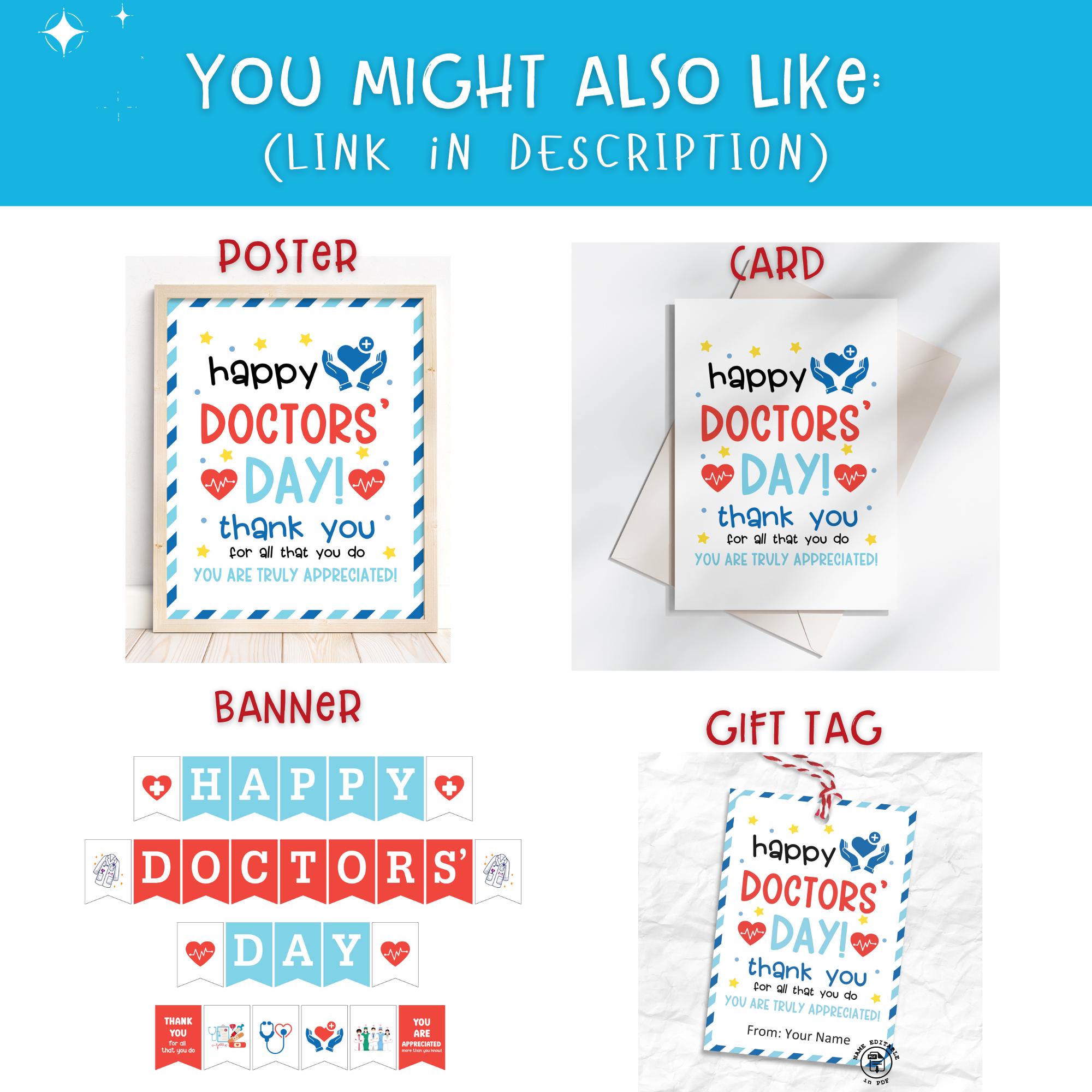 Doctors Day Printable Thank You Card, Physician Appreciation Greeting ...