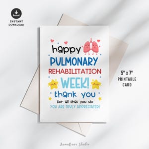 Pulmonale Reha-Woche Geschenkkarte zum Ausdrucken, Dankeskarte für Pulmonale Reha-Woche, Lungenrehabilitationswoche druckbare Karte