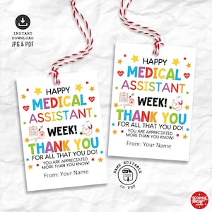 MA Week Geschenkanhänger - Druckbare Geschenke zur Anerkennungswoche für medizinische Assistenten, Dankeschön-Tags für Mitarbeiter im Etikett