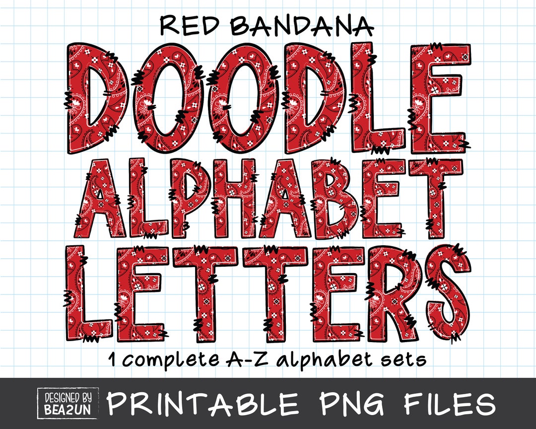 Red Bandana Alphabet PNG, Alphabet Sublimation, Alphabet Letters Bundle