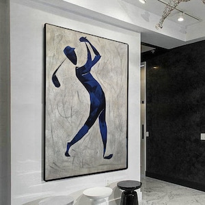 Golfer Wall Art Modern Abstract Painting Original Canvas Wall Art Golfer Painting Living Room Wall Art Original Painting Abstract EM669