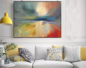 large abstract painting on canvas original, modern abstract wall art, oversized wall art, living room painting, large canvas wall art EM145