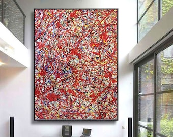 large canvas wall art, modern abstract art, original abstract painting, red painting on canvas, oversized wall art, contemporary art EM227