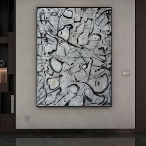 gray and black painting gray wall art original abstract painting on canvas original abstract art modern wall decor large abstract art EM220