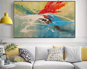 large canvas art abstract, large acrylic painting, oversized wall art canvas, modern abstract painting original, extra large wall art EM957
