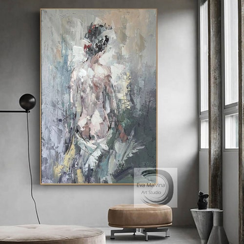 Nude Female Wall Art Original Oil painting on Canvas Woman Painting shops Large Canvas Painting Living Room Wall Art Abstract Canvas Art E60