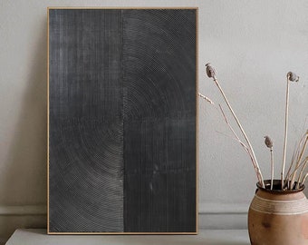 black painting, 3D textured wall art, original abstract painting, large abstract canvas art, oversized wall art on canvas EM199