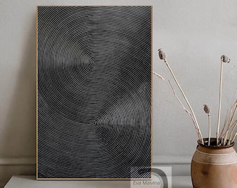 black painting, original abstract oil painting, large abstract canvas art, rich textured wall art, contemporary painting on canvas EM06