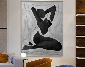 extra large wall art abstract, original abstract oil painting on canvas, oversized wall art abstract, large gray abstract canvas art EM885