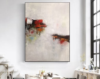 large abstract painting original, large canvas wall art, red painting on canvas, oversized wall art abstract, modern abstract painting EM995