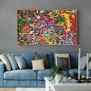 Original Colorful Wall Art large colorful painting on canvas oversize wall art abstract original painting on canvas colorful wall art EM743