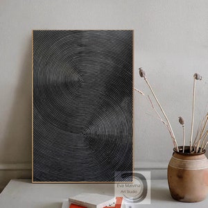 black painting, original abstract oil painting, large abstract canvas art, rich textured wall art, contemporary painting on canvas EM06