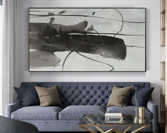 Black and White Art, Abstract Painting, Canvas Art, Black and White Wall Art, Large Oil Painting, Abstract Art, Abstract Canvas Art EM47