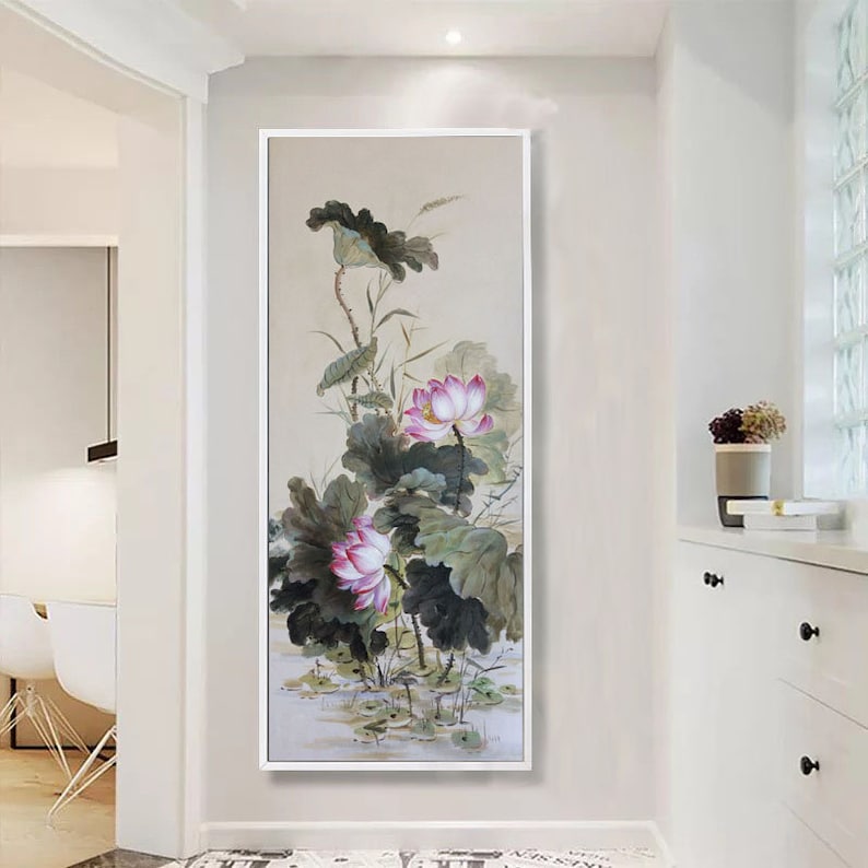 Large Wall Art, Abstract Painting, Original Art, Lotus Oil Painting ...