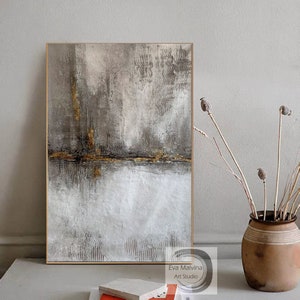 Abstract Oil Painting Abstract Gray Painting on Canvas Contemporary Art Original Painting Texture Modern Art Canvas for Living Room DecorE37