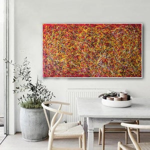 extra large wall art, large acrylic painting, modern abstract painting original, large canvas painting, pollock style painting on canvas EM5