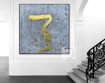 large abstract wall art on canvas, original art painting, gold painting, living room wall art, modern abstract painting on canvas EM57