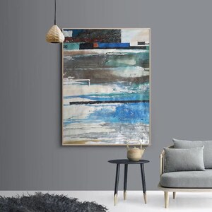 original abstract painting, modern wall art, large abstract wall art, large canvas art, blue painting, abstract oil painting on canvas EM117