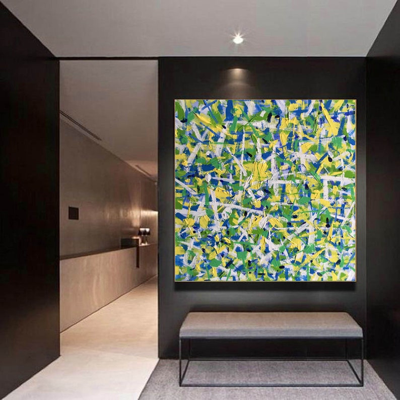 Large abstract wall art green abstract painting extra large Etsy