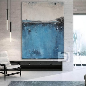 modern abstract painting blue painting original canvas art contemporary wall art painting abstract living room wall art on canvas  EM66