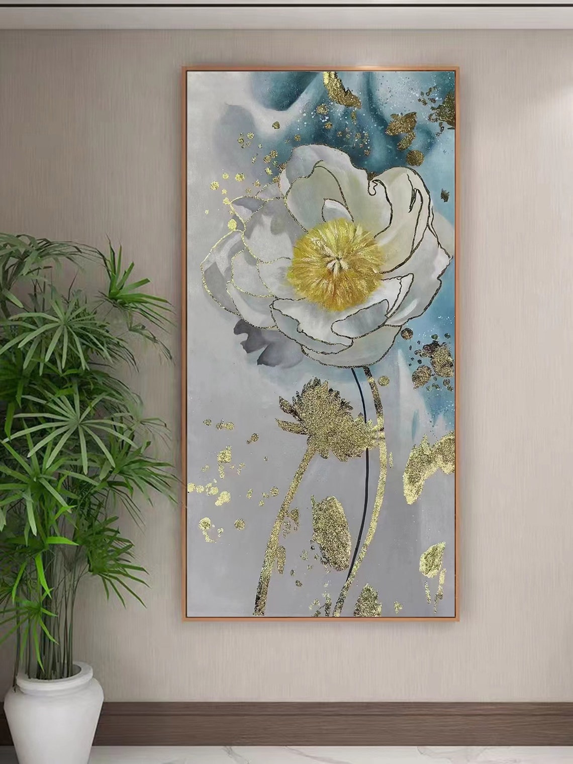 Original Abstract Painting on Canvas Floral Wall Art Handmade Canvas ...