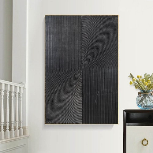 Very black painting, large abstract canvas art, rich textured wall art, original oil painting abstract, oversized wall art shops on canvas EM199