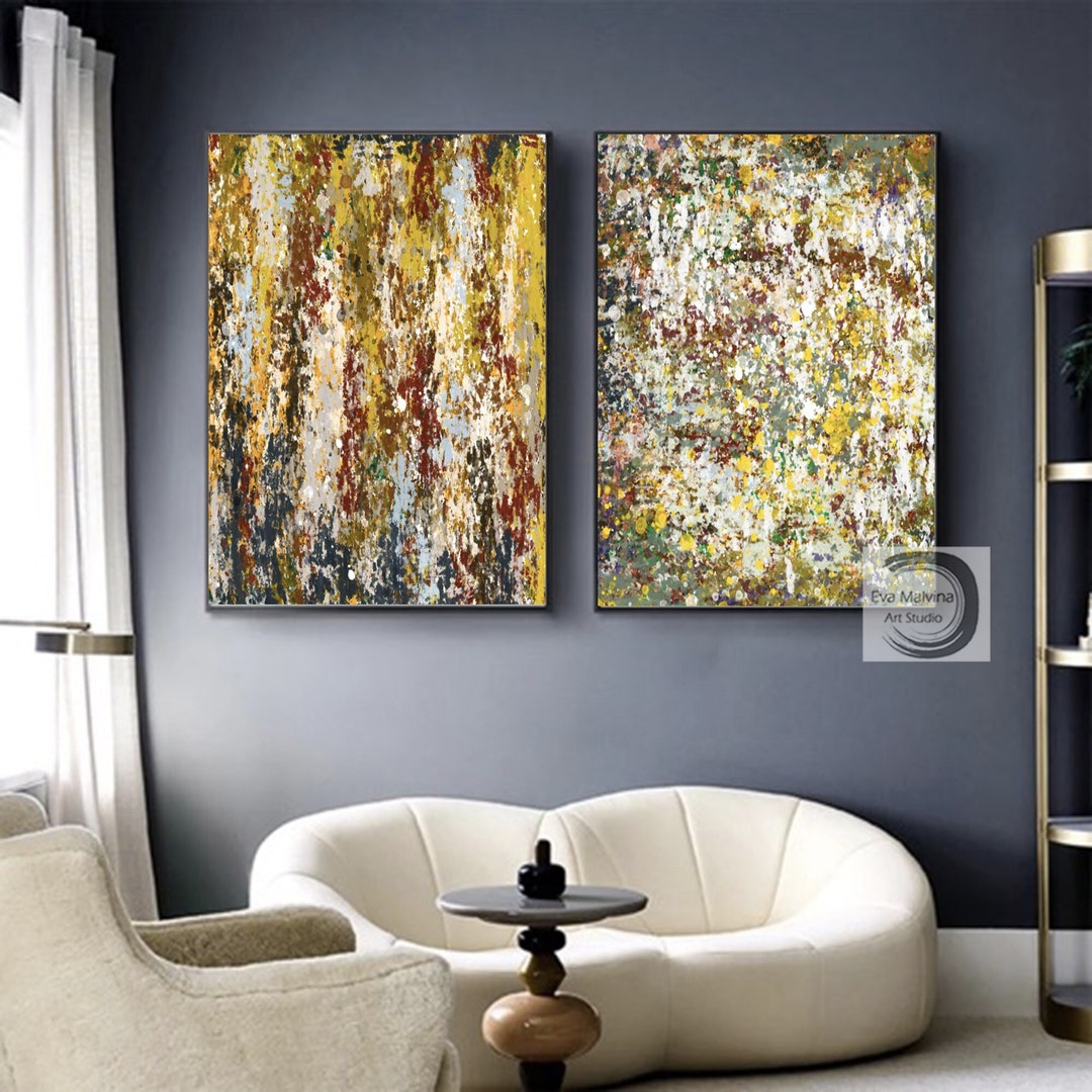 Set of 2 Painting, Large Canvas Wall Art, Original Canvas Painting