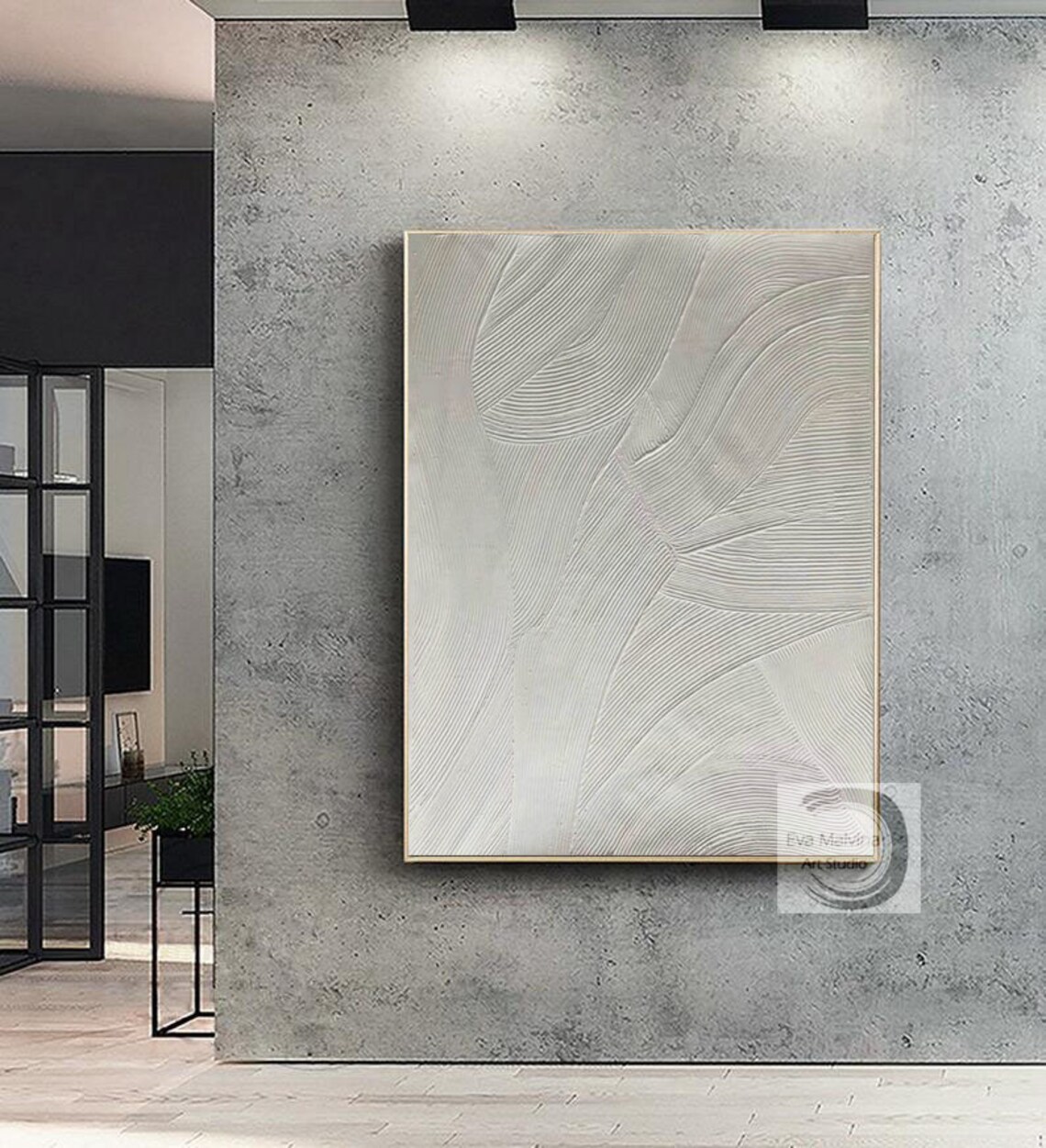 Large Abstract Canvas Art White Painting on Canvas 3D Etsy