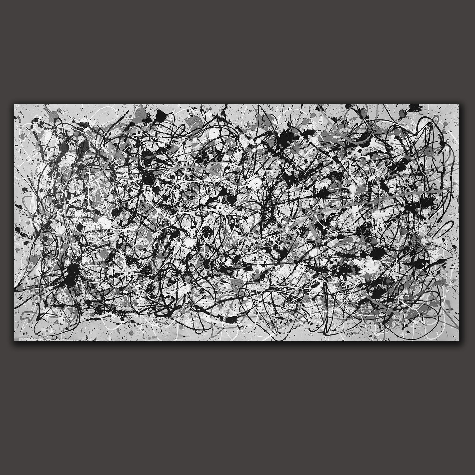 Abstract Painting Original Large, Black and White Wall Art on Canvas ...