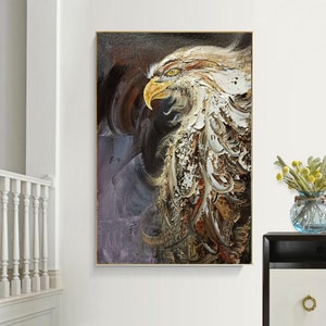 animal painting abstract, modern abstract painting original canvas, palette knife painting, eagle painting handmade, textured wall art EM17