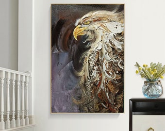 animal painting abstract, modern abstract painting original canvas, palette knife painting, eagle painting handmade, textured wall art EM17