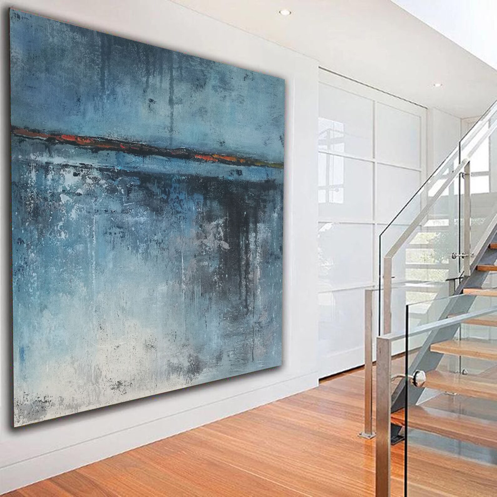 Large Oil Painting on Canvas Blue Painting Original Abstract Canvas ...